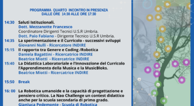 Progetto “Creazione e sperimentazione di curricoli verticali di Coding e Robotica” INDIRE – U.S.R. Umbria – Quarto incontro